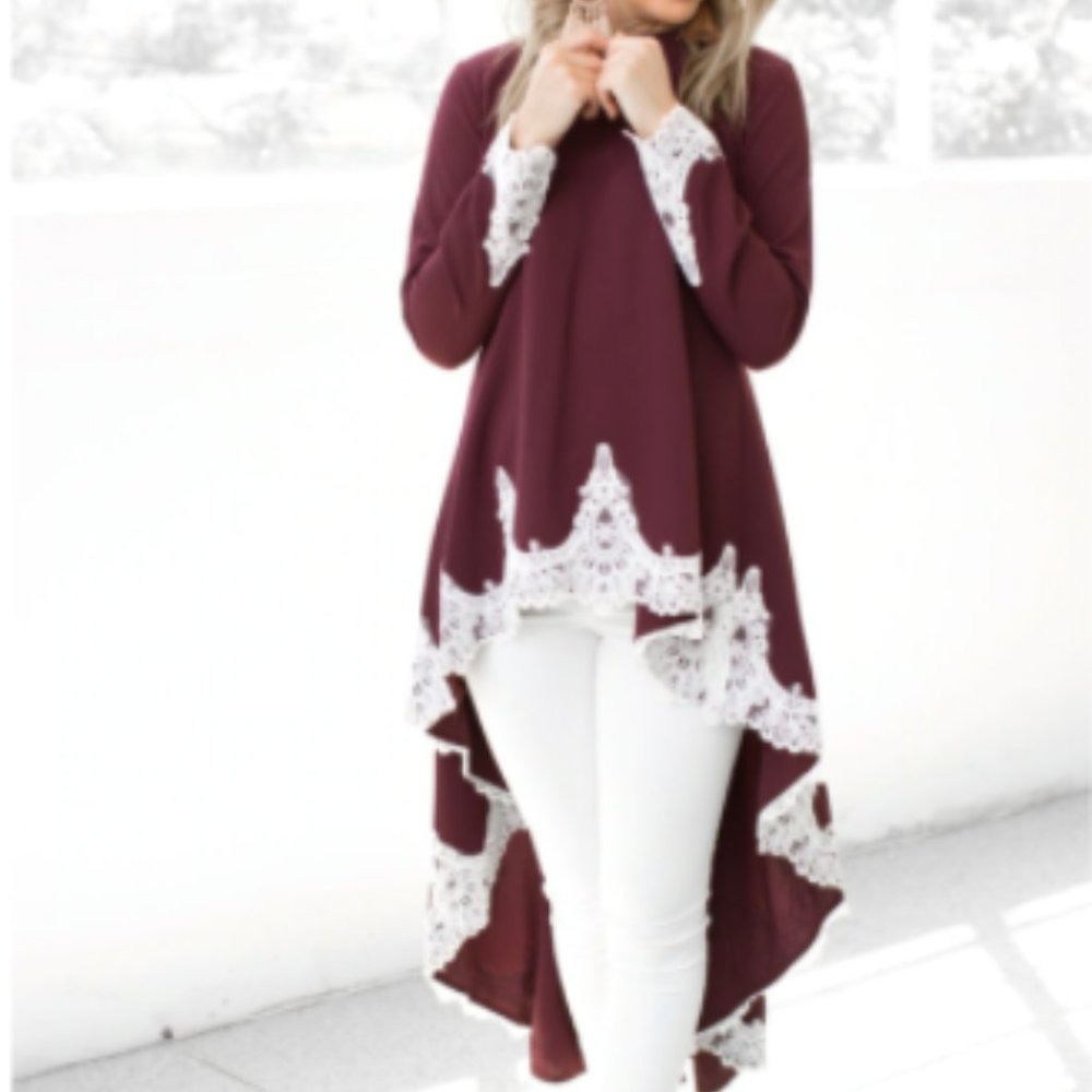 *One Left* Red High Low Blouse - Picture 5 of 5